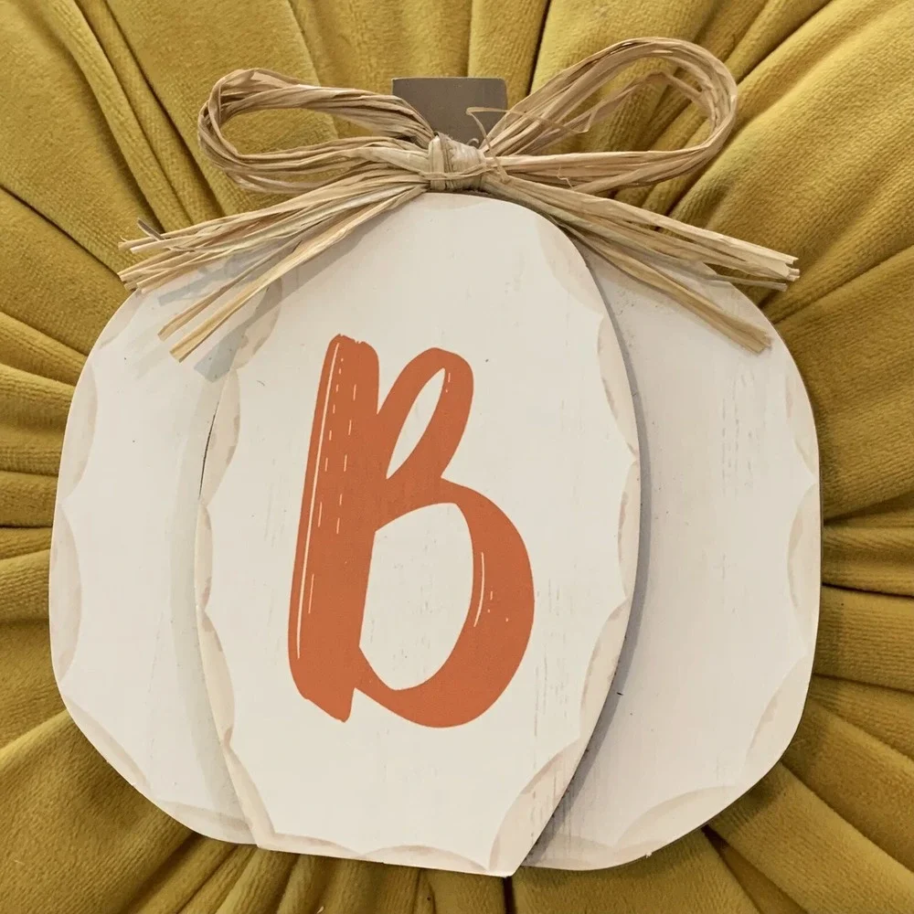 Harvest Pumpkin Wooden B Monogram Table Top Letter Holiday Events New Orange